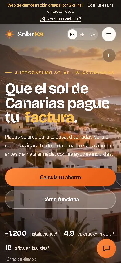 La misma web en el móvil